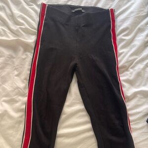 Zara black leggings with red stripes